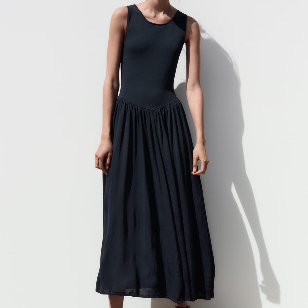 Zara Navy Maxi Dress with Pockets